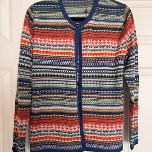 Sol Alpaca Jacquard Cardigan 100% Alpaca Wool Fair Isle XL NWT